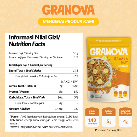 Granova Prima Lestari  Granova Granola Banana Nut 270 g