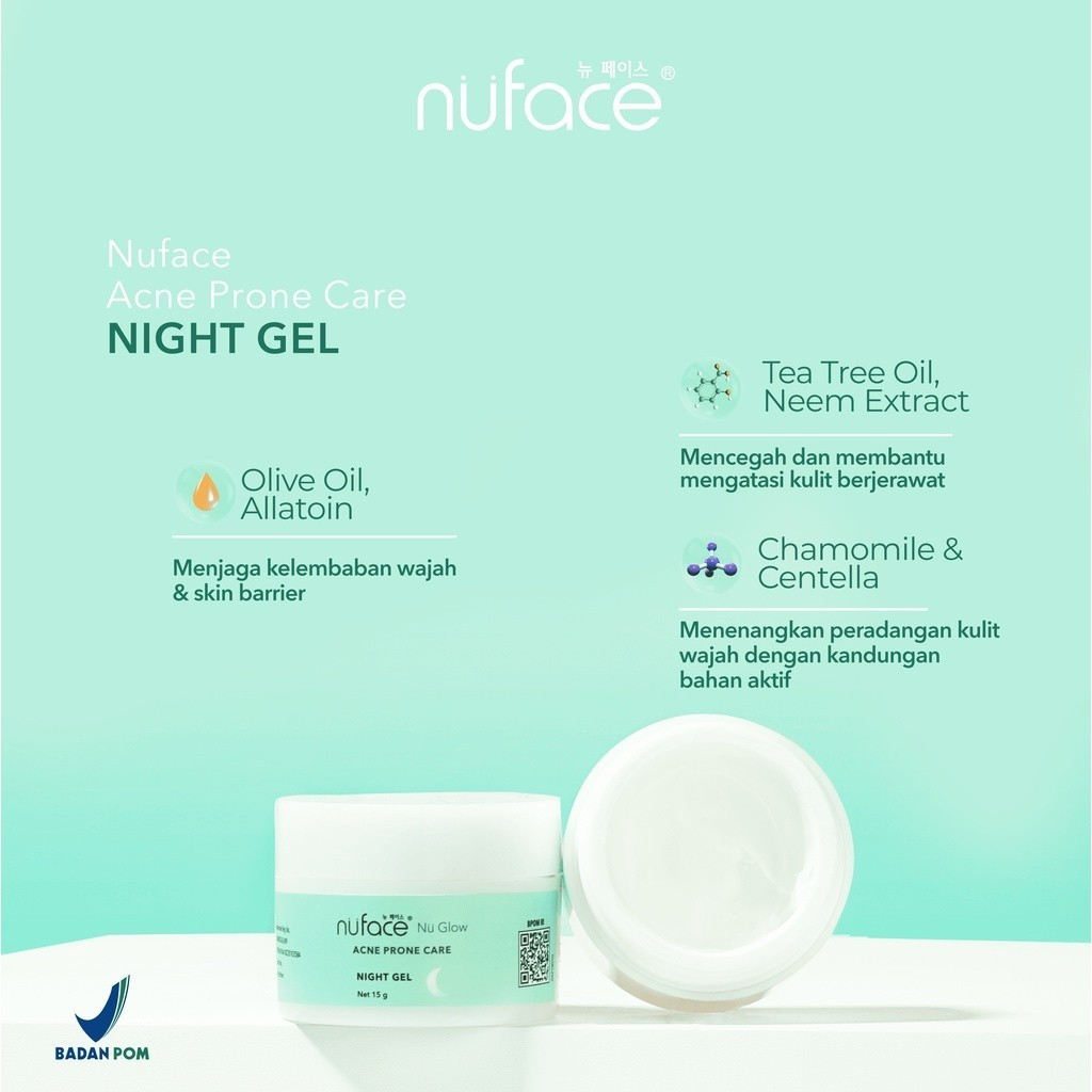 Victoria Care Indonesia Nuface Nu Glow Acne Prone Care Night Gel 