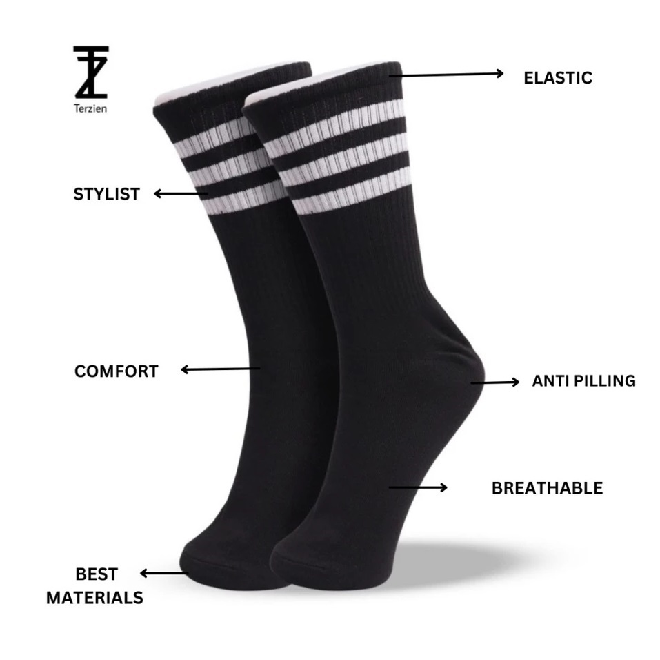 Terzien Kaos Kaki Panjang Motif Strips  2