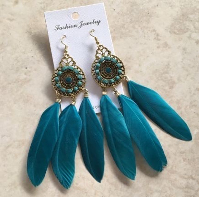  Anting Gantung Bulu Bohemian Etnik 02911F