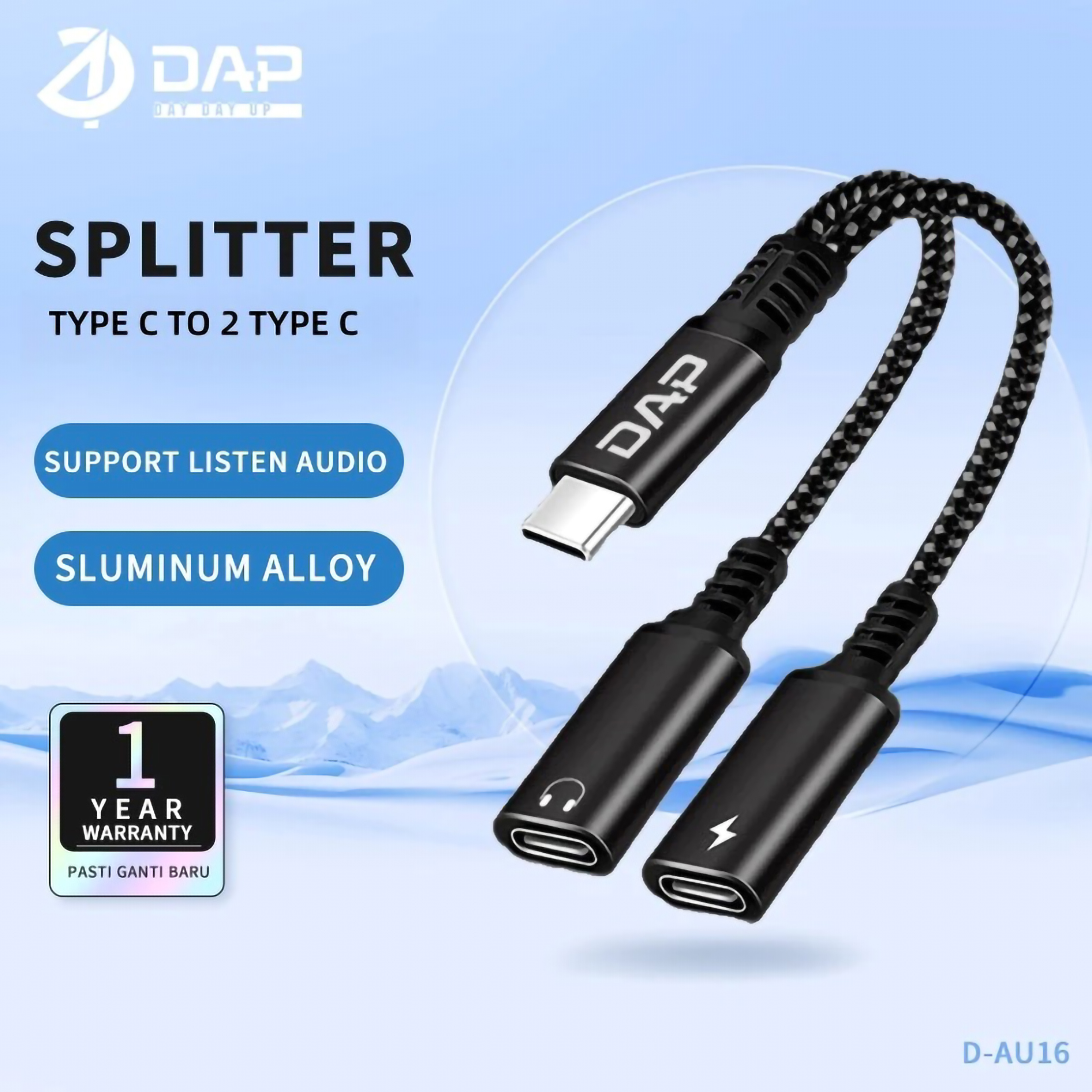  DAP Type C to 2 Type C Splitter D-AU16