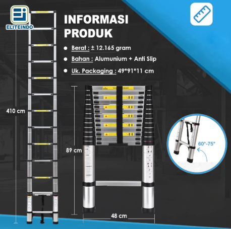 ELITEINDO Aluminium Ladder 4.1M 2