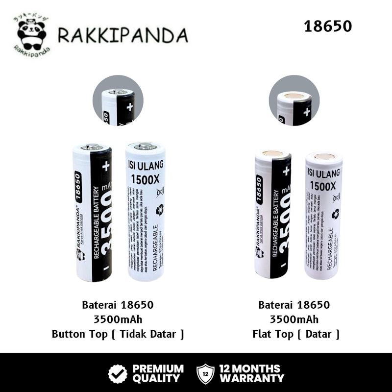 RakkiPanda 18650 Rechargeable Battery 3500mAh 4