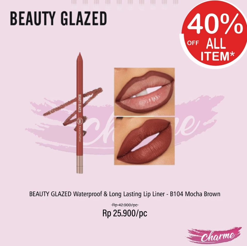  Beauty Glazed Waterproof & Long Lasting Lip Liner 104 Mocha Brown