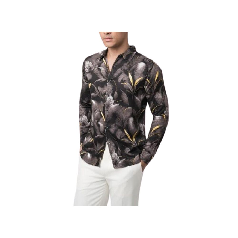 Vengoz Black Magnolia Casual Shirt LS ｜ KMLS89