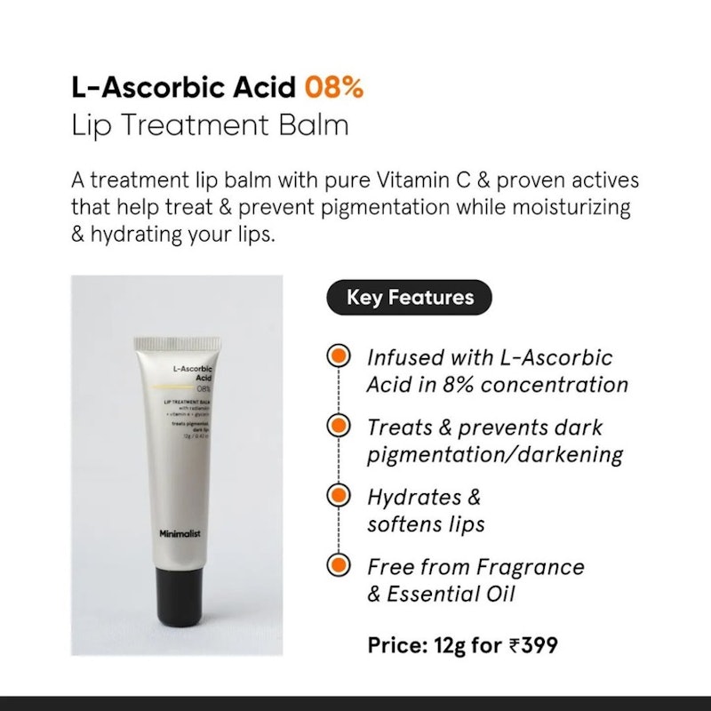 Minimalist L-Ascorbic Acid 8% Lip Treatment Balm 2