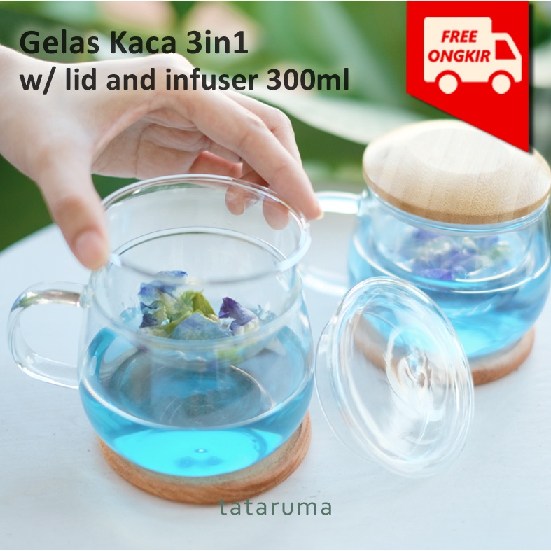 Tataruma Gelas Teh Kaca 3in1