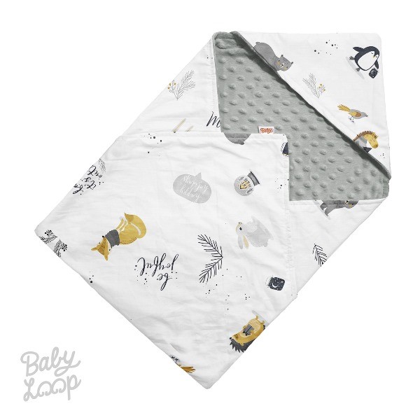 Baby Loop Minky Blanket With Hoodie Printed Fabric
