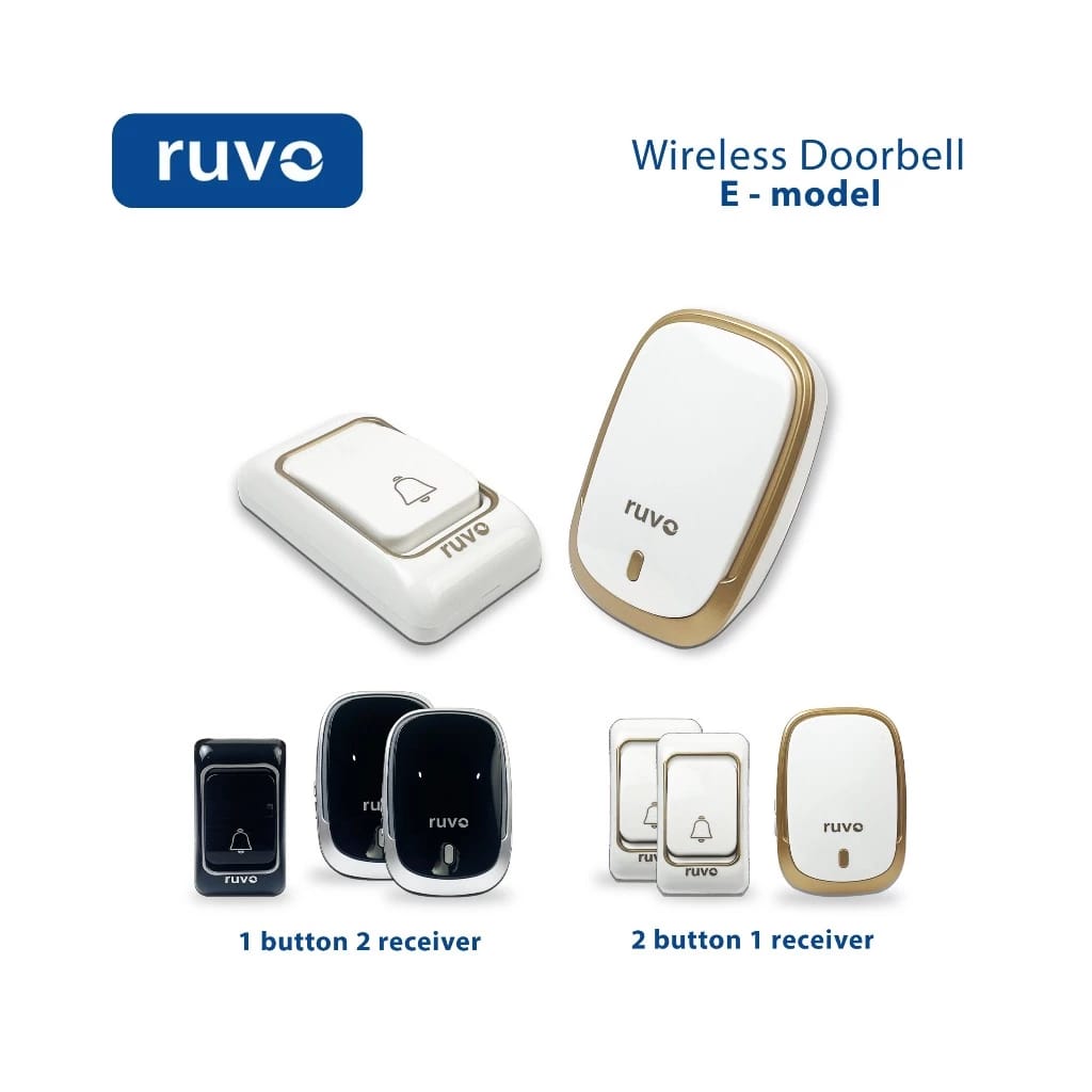  RUVO Wireless Doorbell E-Model (2 Button 1 Receiver)