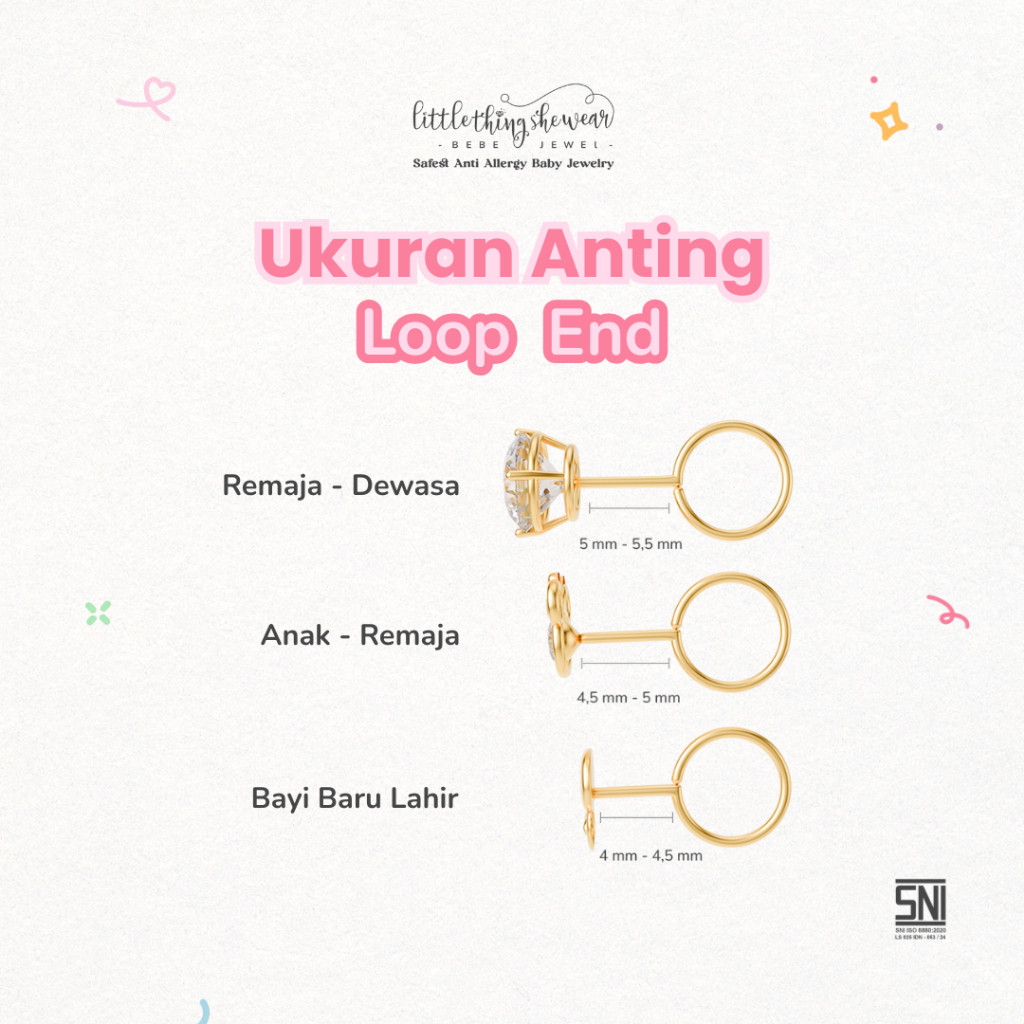  Littlethingshewear Anting Emas Bayi Little Kiyo Swarovski 17K+24K