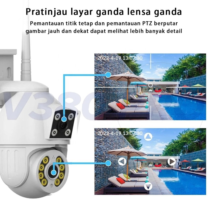 V380 Pro Kamera CCTV 8MP Lensa Ganda 3