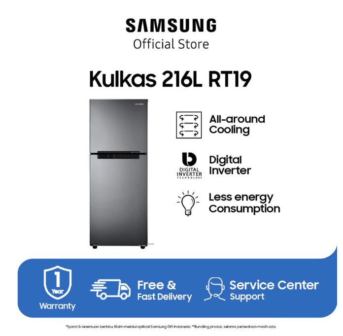 Samsung Electronics Samsung 216L Refrigerator TMF Digital Inverter Technology Gray Silver RT19M300BGS/SE