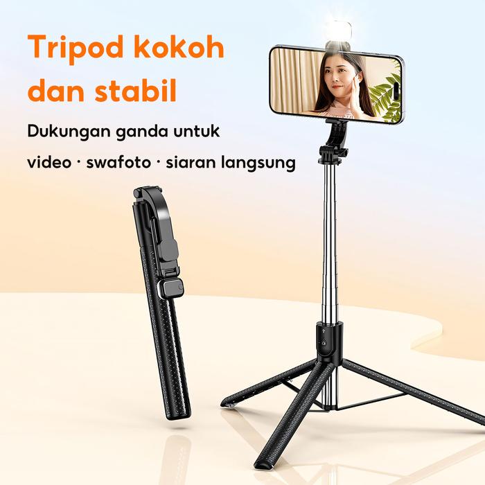 ZIVOKA Selfie Stick Tripod Tongsis + LED  3