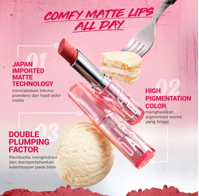 HEBE Beauty Style DAZZLE ME Color Chrome Lip Matte Lipstick 03 Classy Red