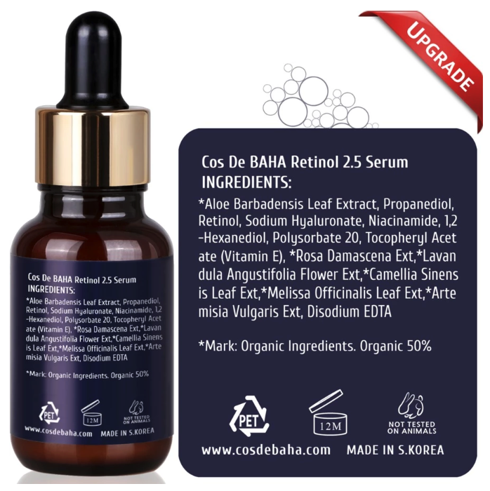 Cos de BAHA Retinol 2.5% Facial Serum with Vitamin E 2