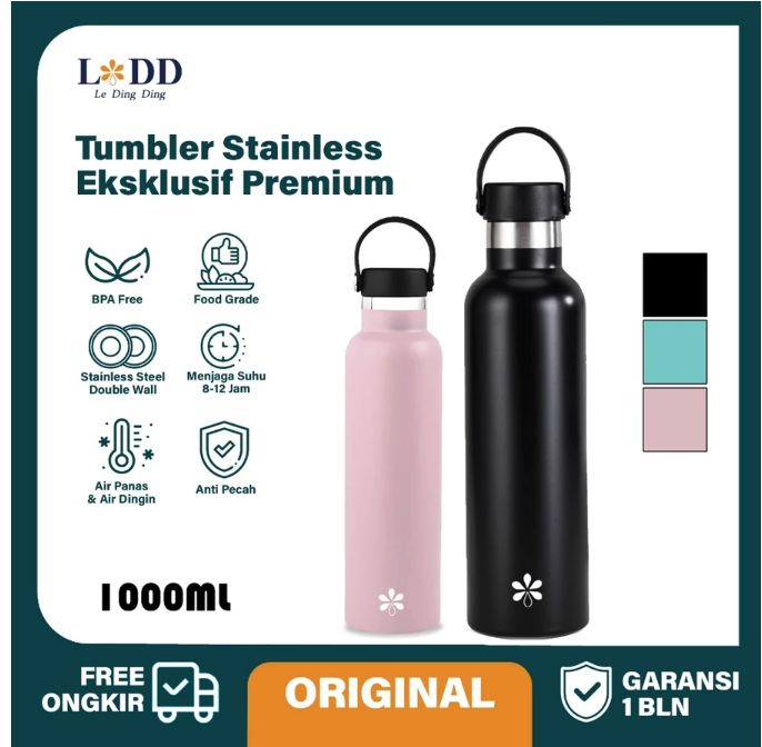 Expand Global Indo Le Ding Ding Tumbler Stainless Steel Bottle 1 Liter