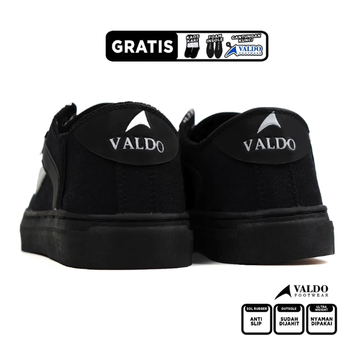  Valdo Footwear Parvo Sepatu Skater Hitam Lis Merah HM0701