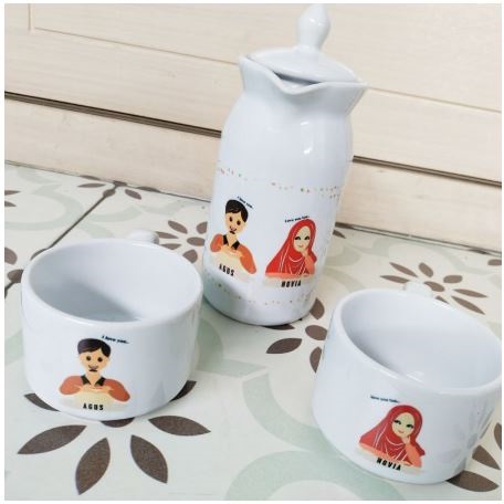 Hens Flower Gift Teko Cangkir Set