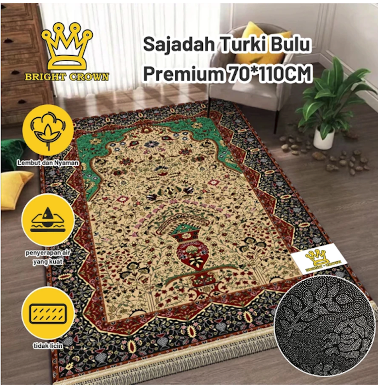 Bright Crown Sajadah Turki Bulu Premium 2
