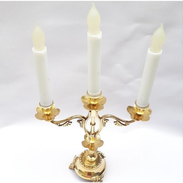 MK Alumunium Tempat Lilin Cabang 3 Polos Kuningan