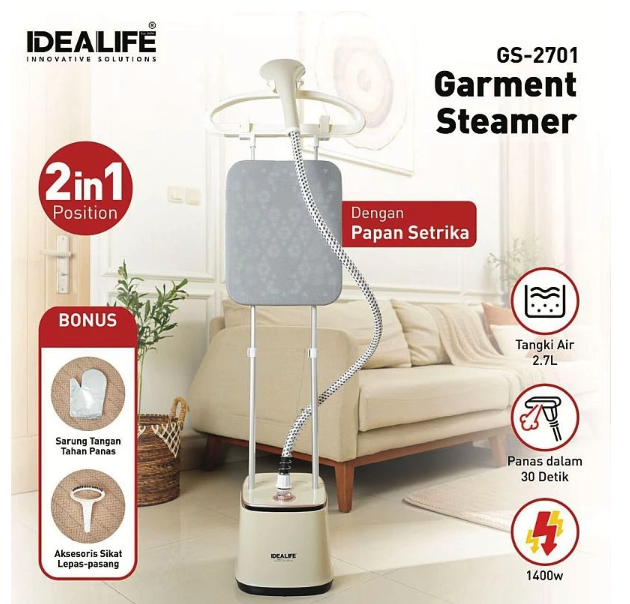 Idealife Makmur  IDEALIFE Stand Garment Steamer GS2701