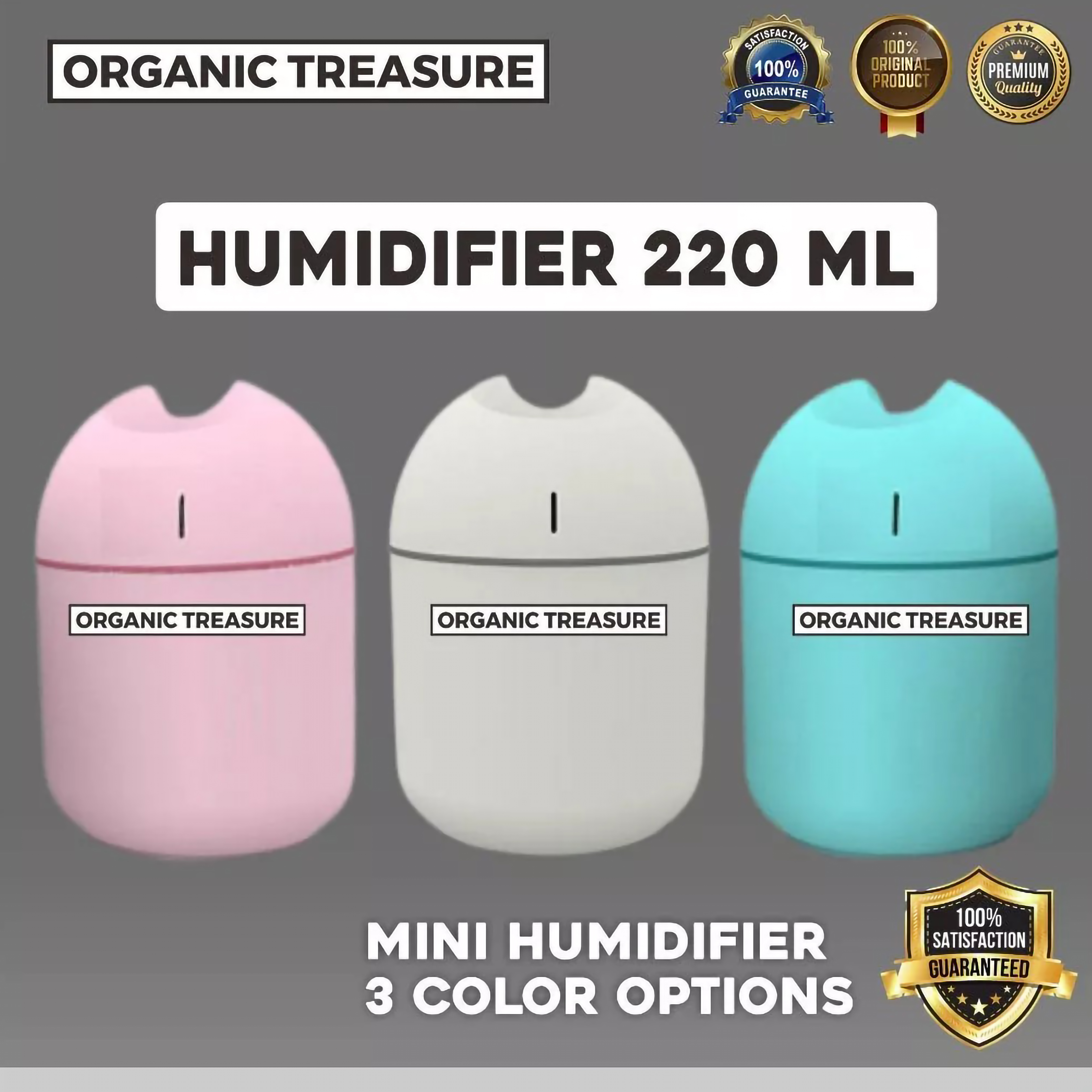  Organic Treasure Paket Mini Humidifier 220 ml + 4 Essential Oil 
