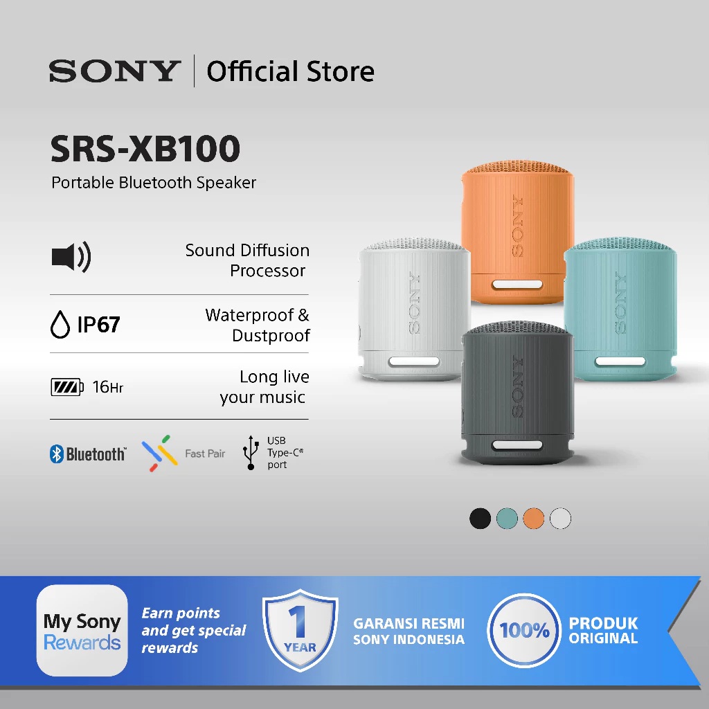 Sony Indonesia Sony Portable Wireless Speaker SRS-XB100