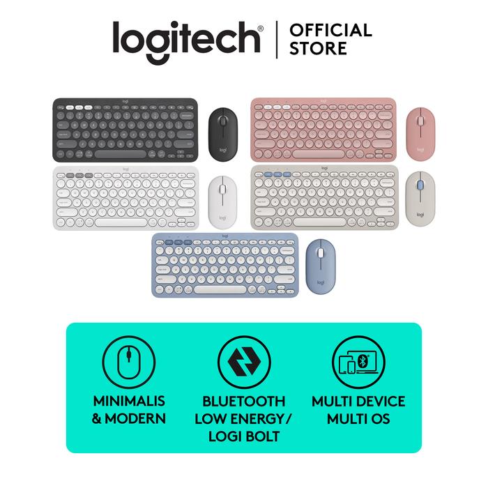 Logitech International Logitech Pebble 2 Combo Keyboard dan Mouse Wireless 