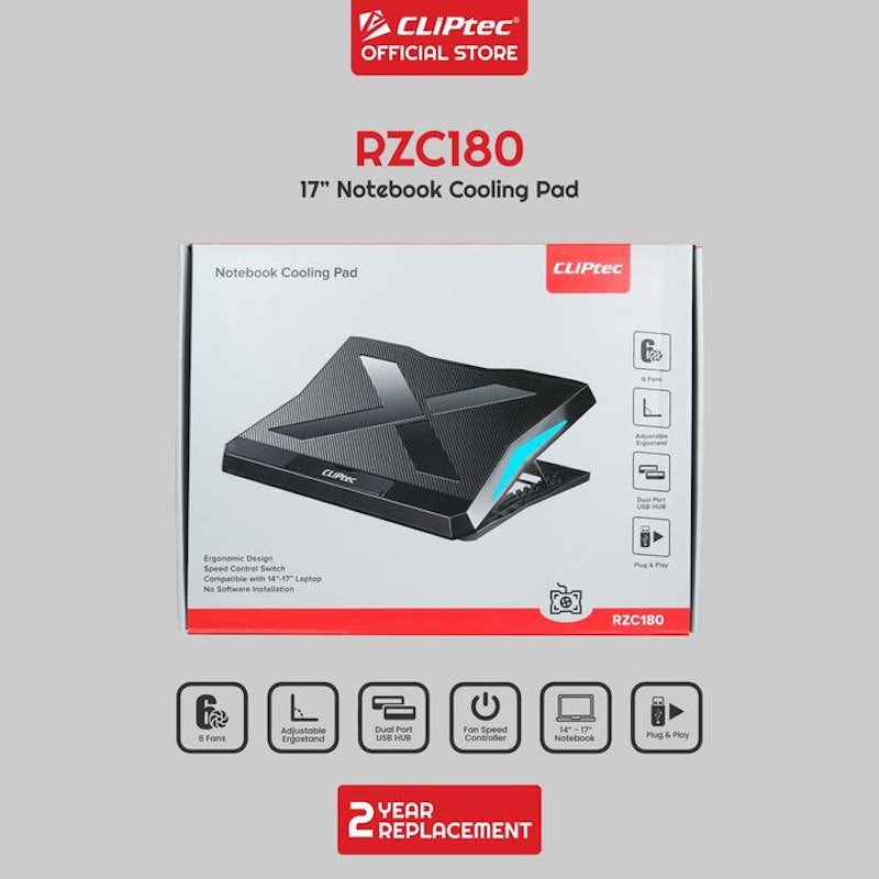 Cliptec Cooling Pad Laptop 6 Fan Adjustable Ergostand 4