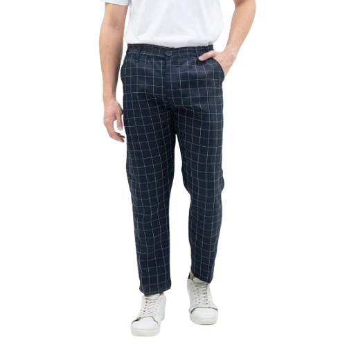 Carnos Celana Panjang Tartan Pria Biru Navy