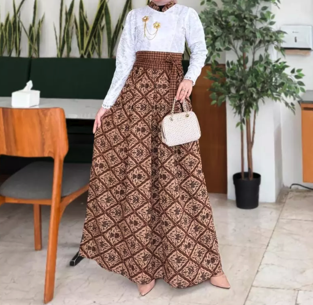  Queen Bee Fashion Dress Kebaya Janggan Brokat Kombinasi Batik