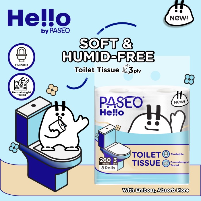 Univenus Paseo Hello Bathroom Roll Tissue Emboss