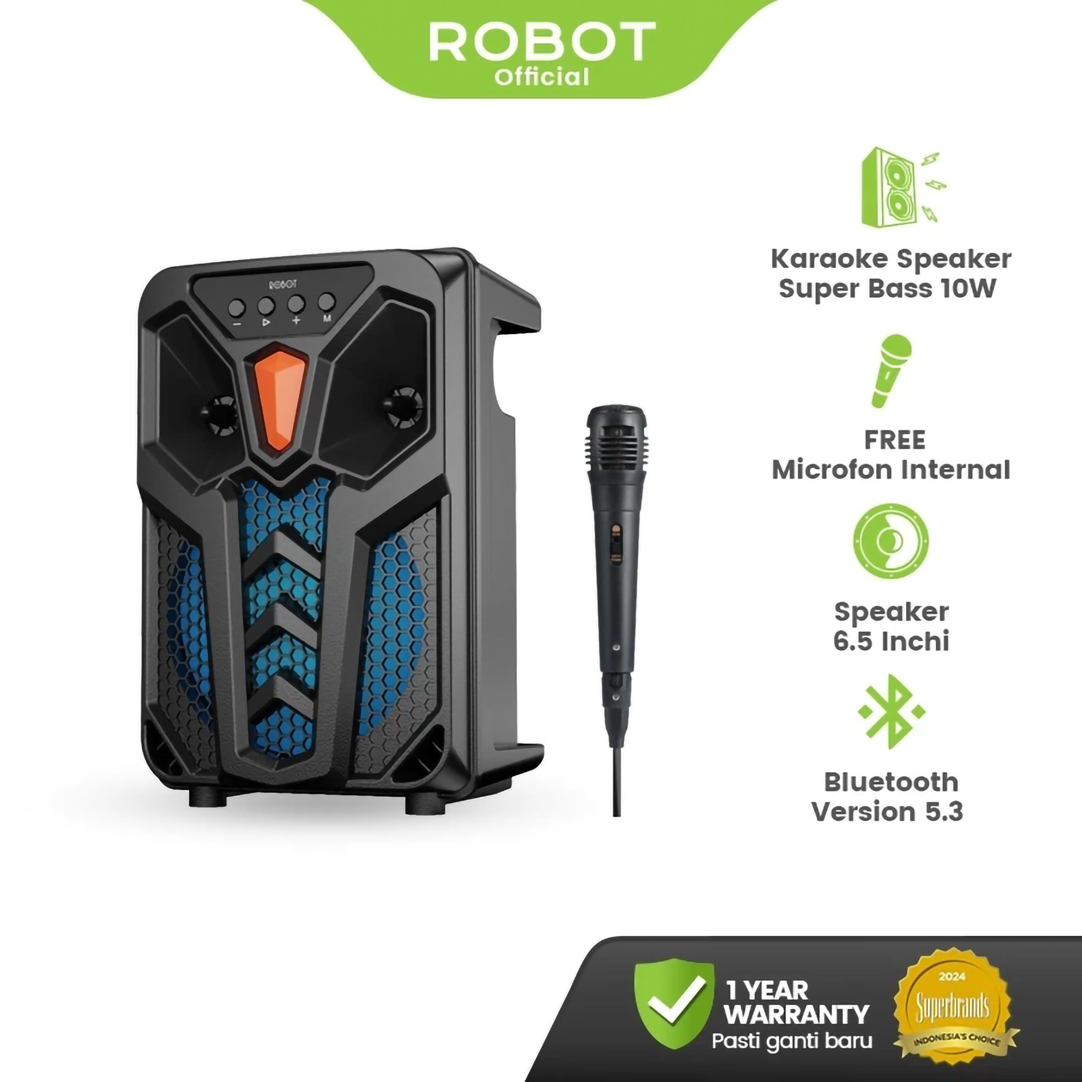 Wook Global Technology Robot Speaker Karaoke Bluetooth RB300