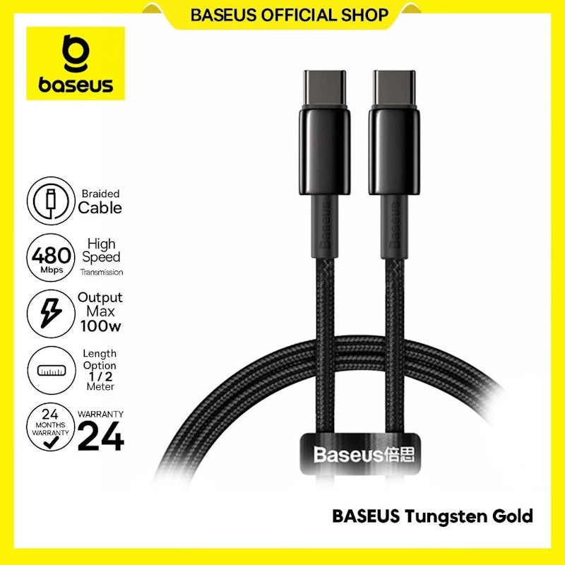 Baseus Tungsten Gold Fast Charging Data Cable Type-C to Type-C 5