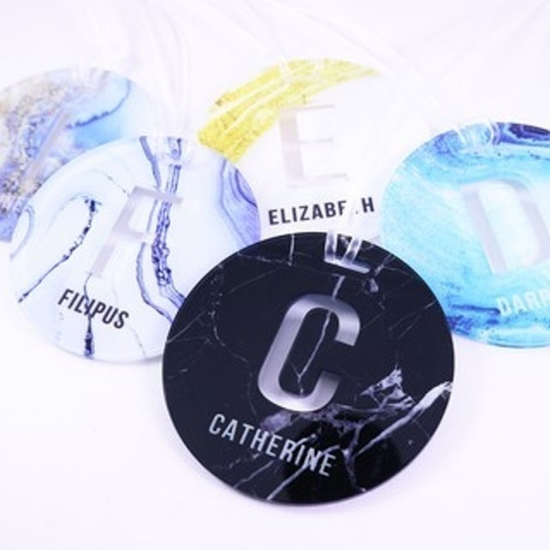 Round Bag Tag Marble Custom 1