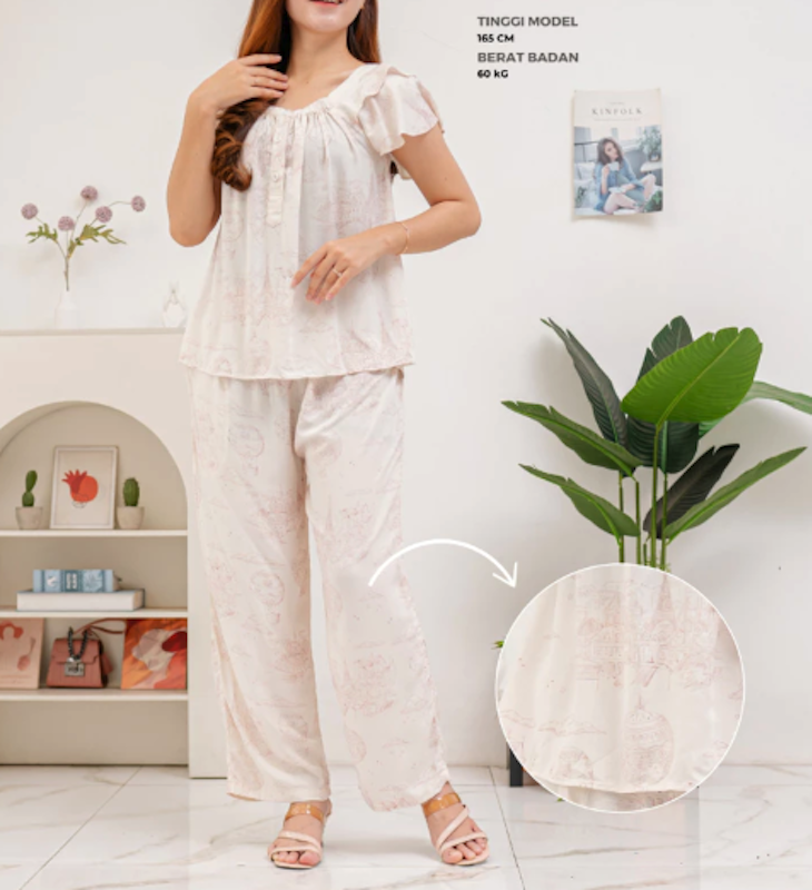 AdeminCo Loly Setelan Piyama Wanita Kancing Rayon Reactive 5