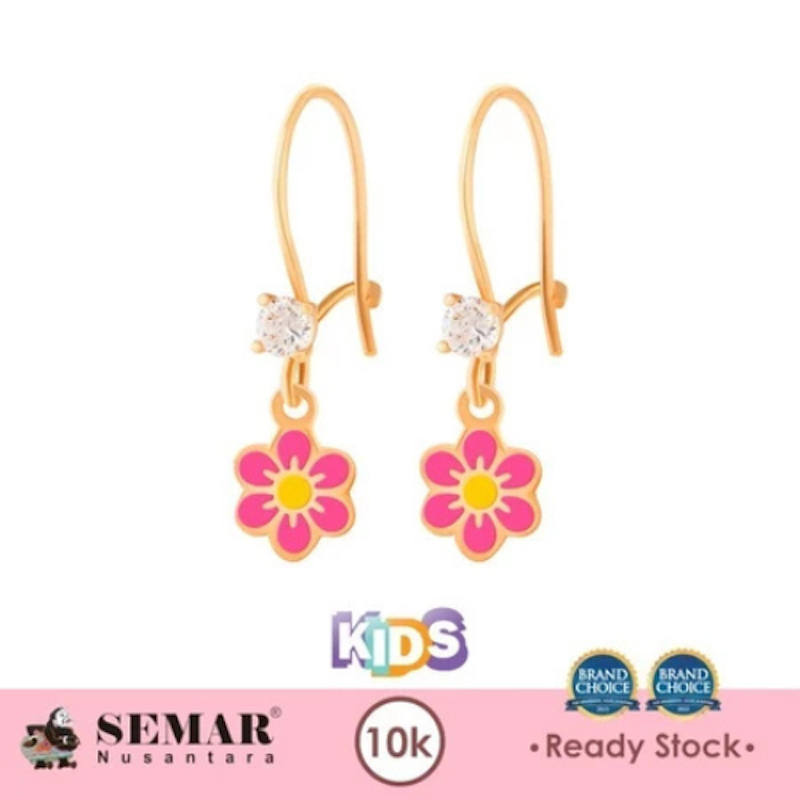 Semar Nusantara Anting Emas Anak Baby Colour Poppy Flower 10K 2