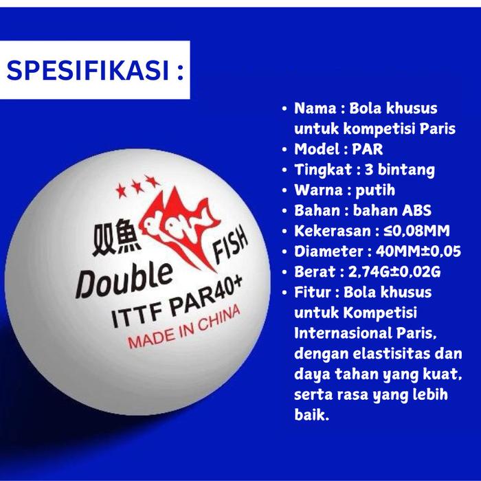 Double Fish Sport Double Fish PAR40+ 3-Star Table Tennis Ball