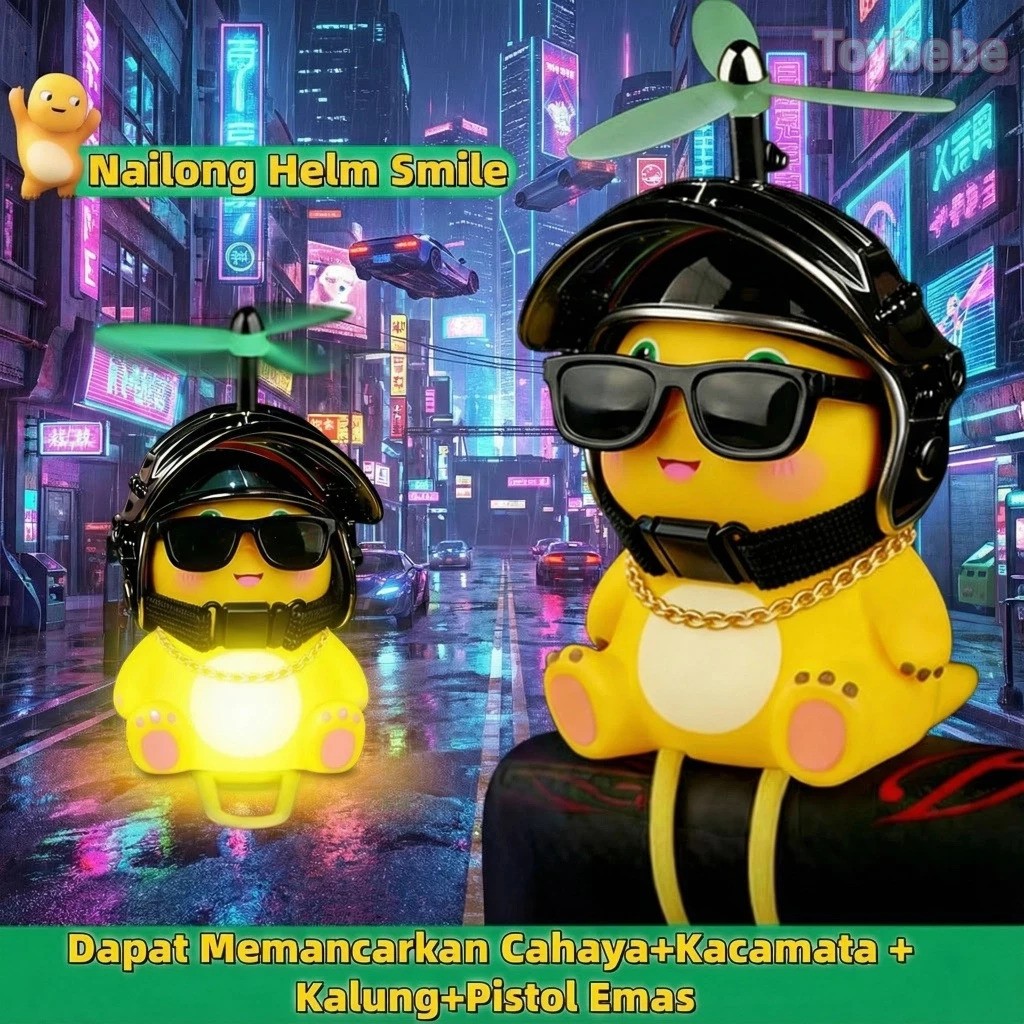 TOYBEBE Nailong Helm Mini Motor Aksesoris 3D Lampu LED 2