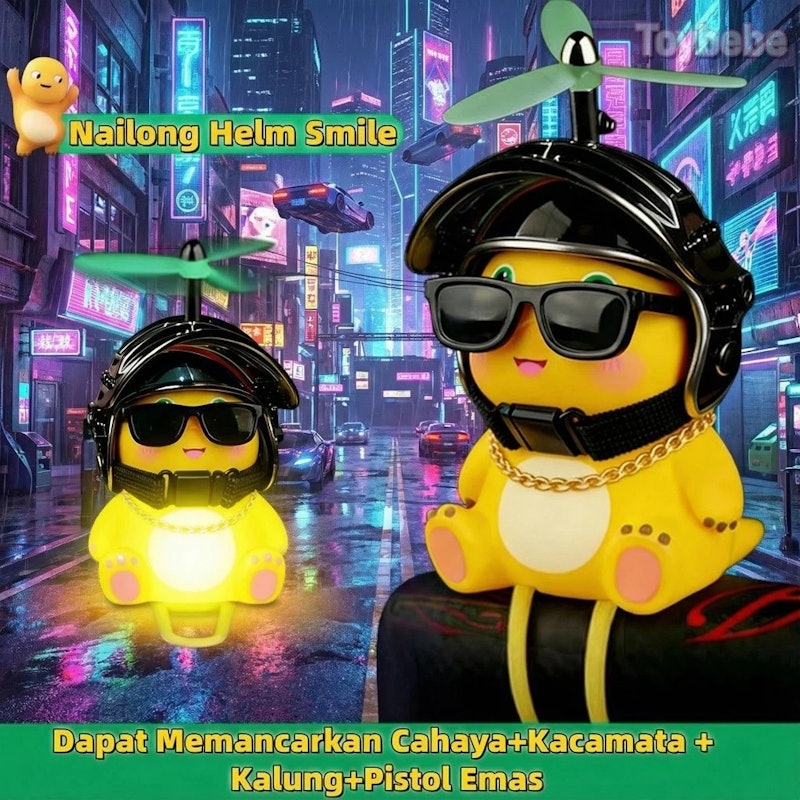 TOYBEBE Nailong Helm Mini Motor Aksesoris 3D Lampu LED 2