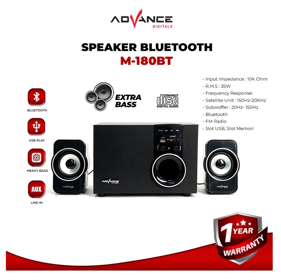 Advance Digital Advance Speaker Portable with Subwoofer System M180BT