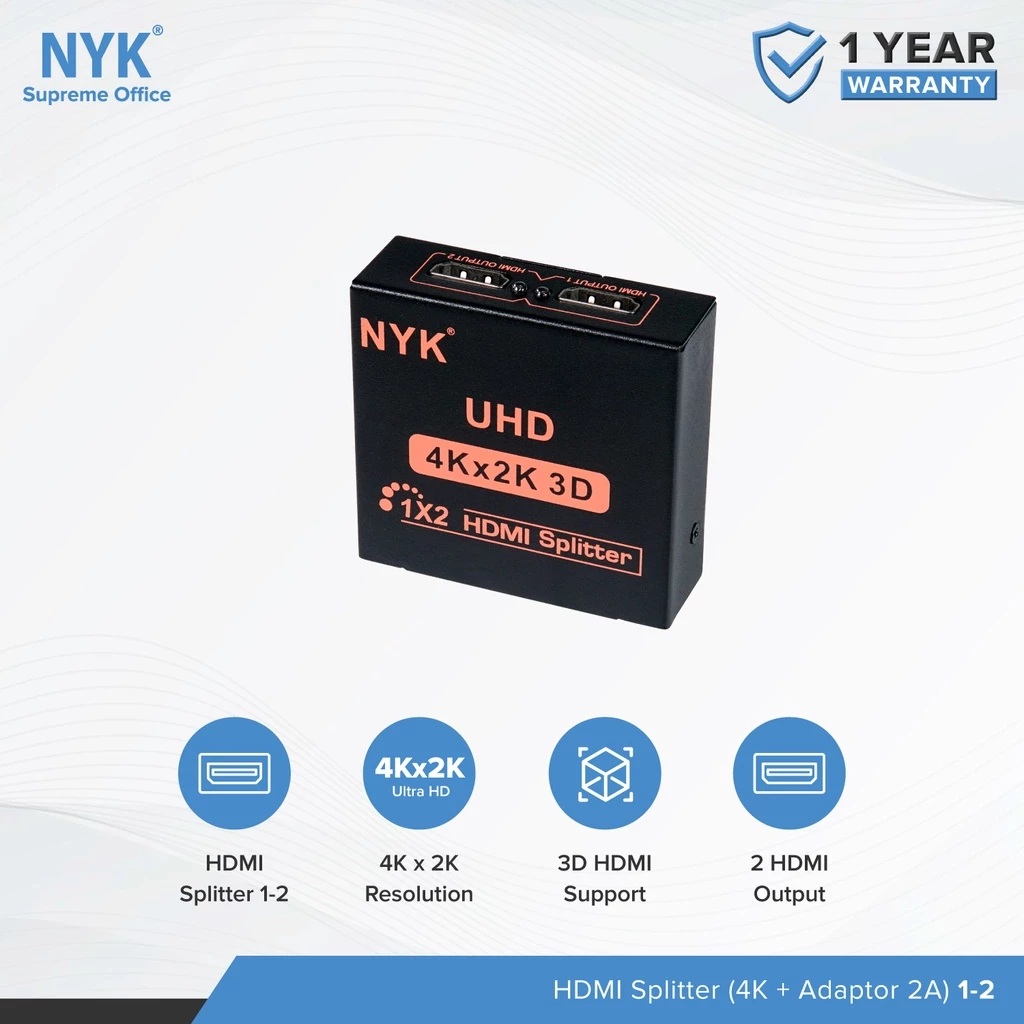 NYK 1x2 HDMI Splitter