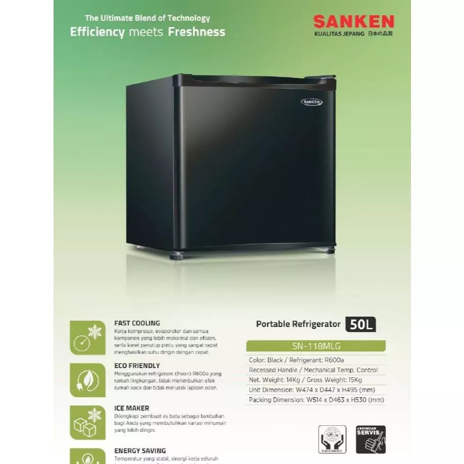 Sanken Argadwija Sanken Kulkas Mini Portable SN-118MLG