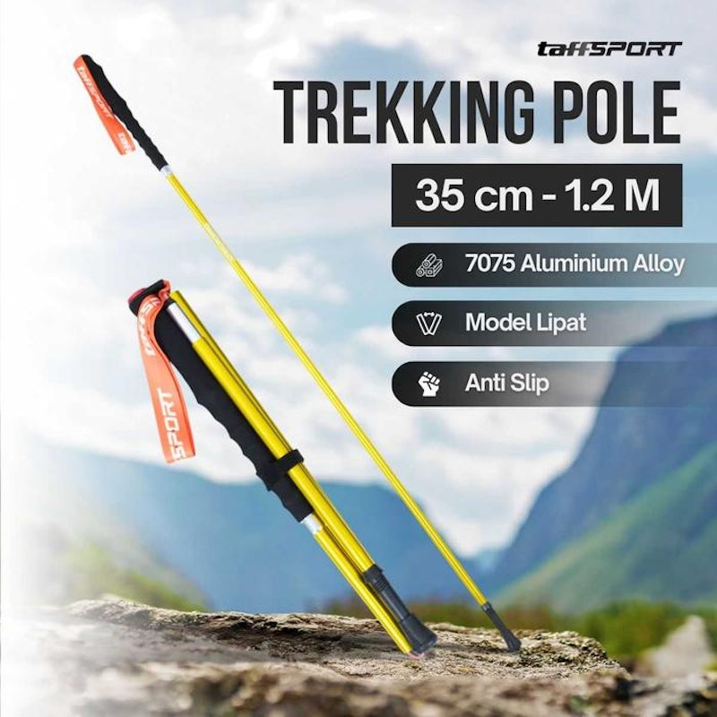 TaffSPORT Tongkat Hiking Lipat Trekking Pole Aluminium Alloy 7075 1.2M 2