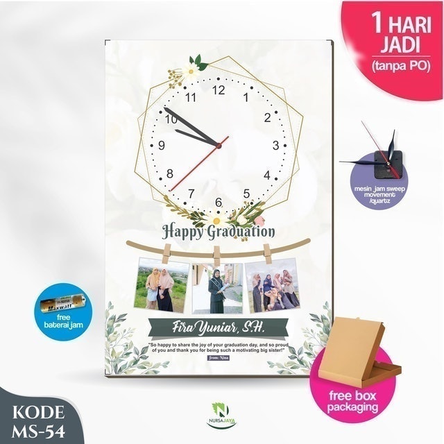 Jam Dinding Kotak Custom Kado Wisuda 2