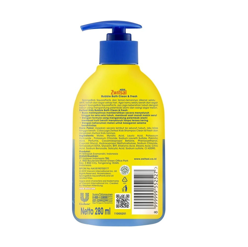 UNILEVER Indonesia Zwitsal Kids Sabun Bubble Bath Clean & Fresh 
