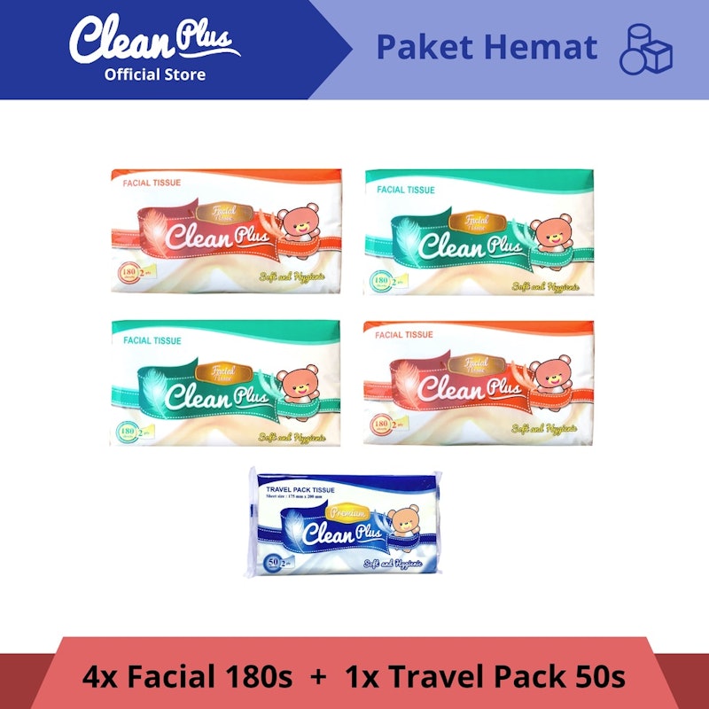 Clean Plus Softpack Tissue Beruang 180s 4