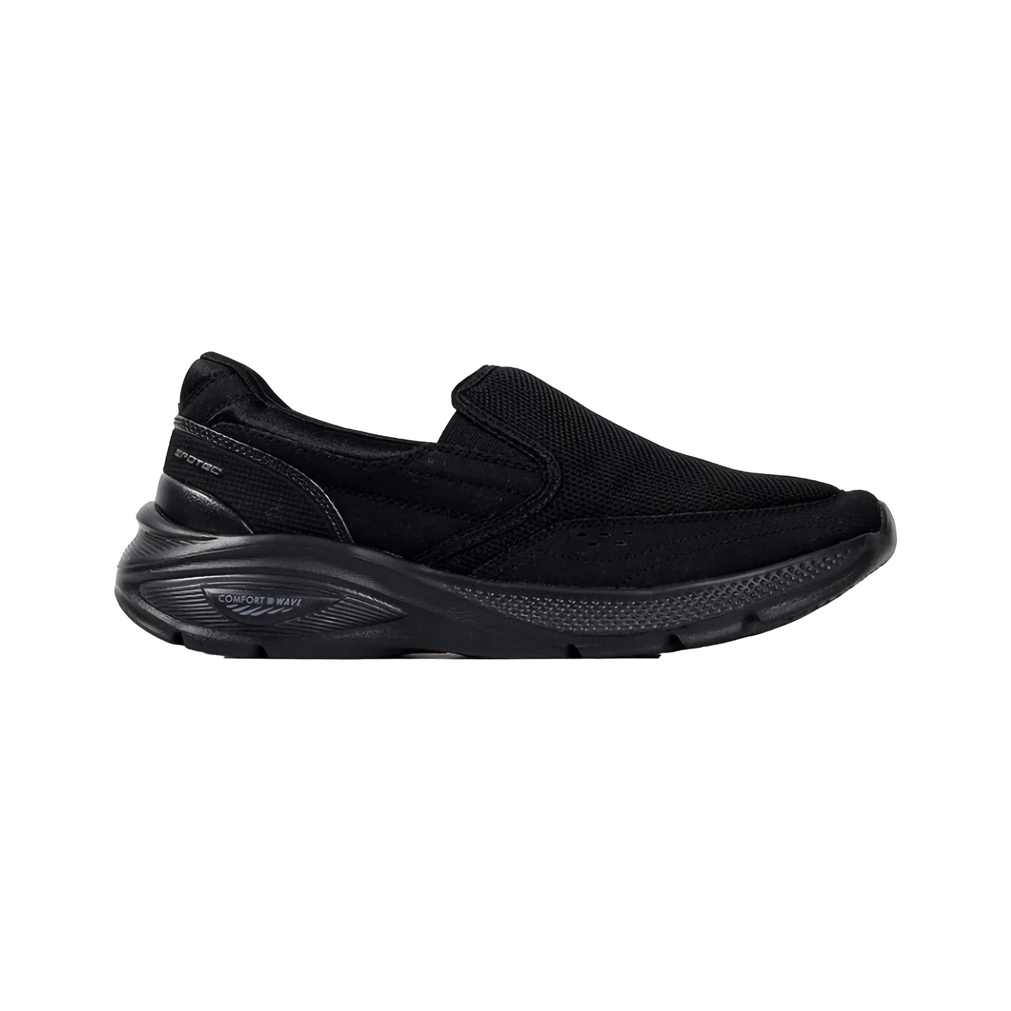 Spotec Walking Fiat Sepatu Sneakers Slip-On Hitam Hitam 1