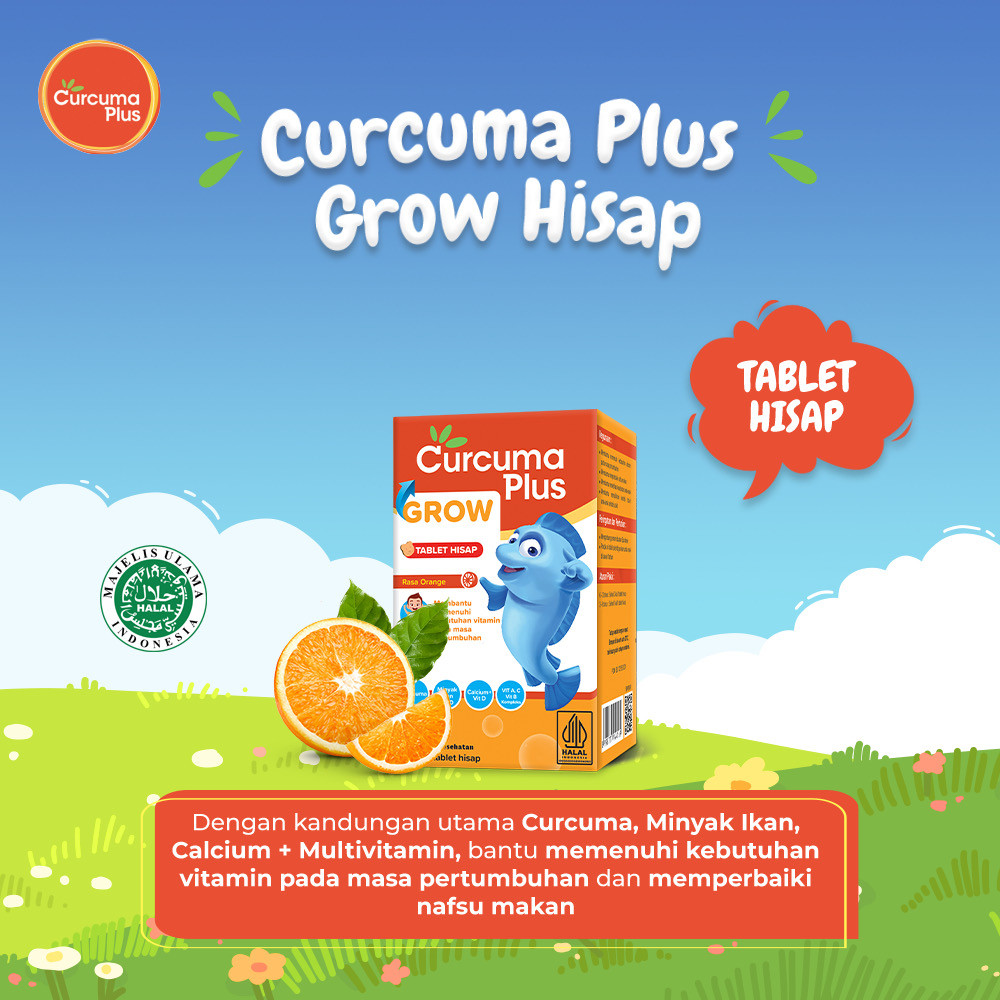 Soho Global Health Curcuma Plus Grow Tablet Hisap Multivitamin Rasa Jeruk
