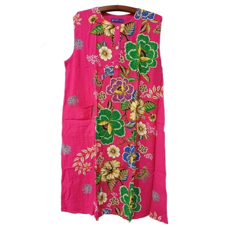 Batik Kencana Ungu Daster 32 Label Biru Tanpa Lengan 